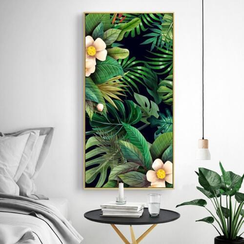 Nordic Canvas Painting Fresh Green Big Leaves Nordic Canvas Posters And Prints Tropical Plants Pop Home Decor Living Room Decor