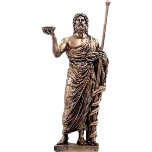Greek medical god sculpture, Asclepius medical bronze statue home decor figurines for interiordecorative figuress culpture