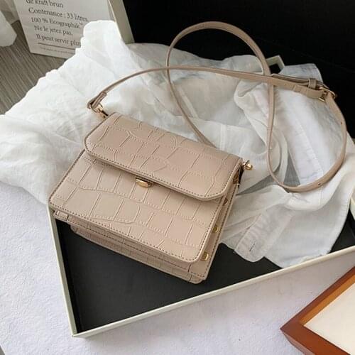 Stone Pattern Black Crossbody Bags For Women 2021 Brand Handbag Quality PU Leather Shoulder Bag Ladies Designer Messenger Bags