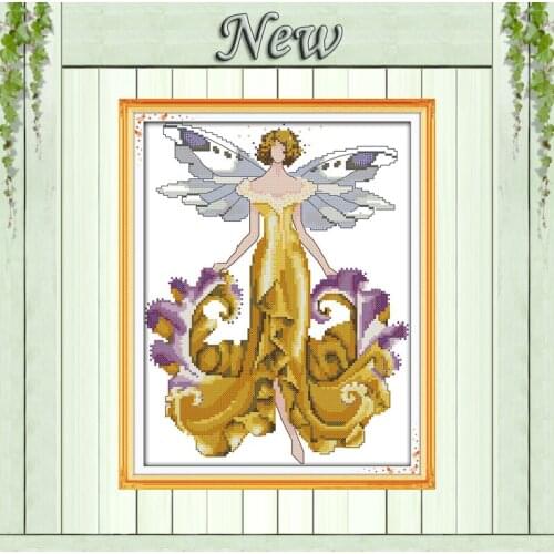 Iris spirit fairy beautiful girl diy painting counted print on canvas DMC 14CT 11CT Cross Stitch Needlework Sets Embroidery kits