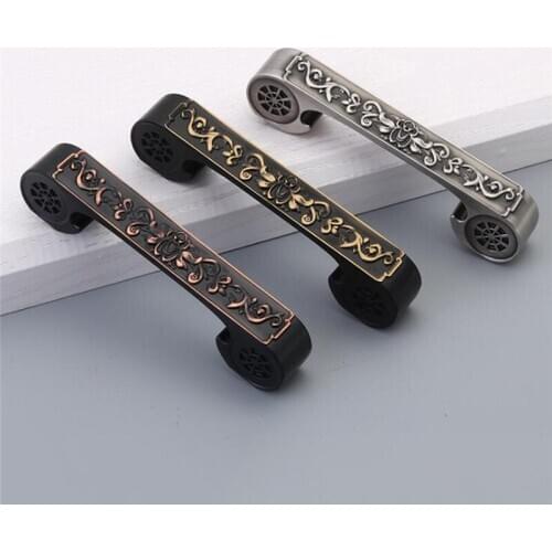 Chinese Style Bathroom Bedroom Hardware Knobs Decorative Push Pull Handle Zinc Alloy Furniture Cabinet Hardware Door Handle