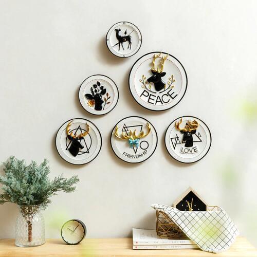 Creative resin decorative plate living room bedroom corridor wall hanging elk painting decorative board crafts ornaments-60140