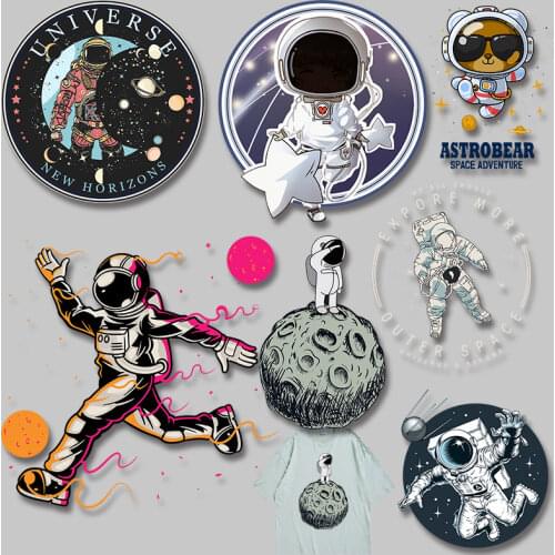 Circular astronaut letter pattern Applique on Clothes Stickers Printed Decoration Heat Transfer printing Iron on patches