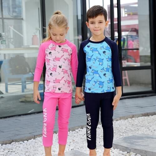 Long Sleeve muslim swimwear With Hat islamic swimsuit for kids swimming suit for girls boerkini boy swimsuit Three Piece