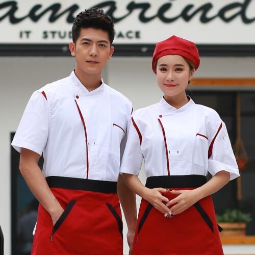 New style chef short-sleeved mens summer western cooking chef clothes overalls female cake baking pastry clothing chef uniforms