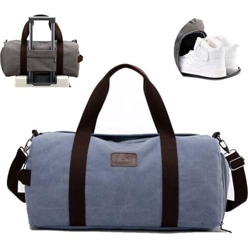 Men Sports Gym Fitness Bag Canvas Women Sport Training Handbags Women Travel Duffle Bag with shoe compartment Whole Sale