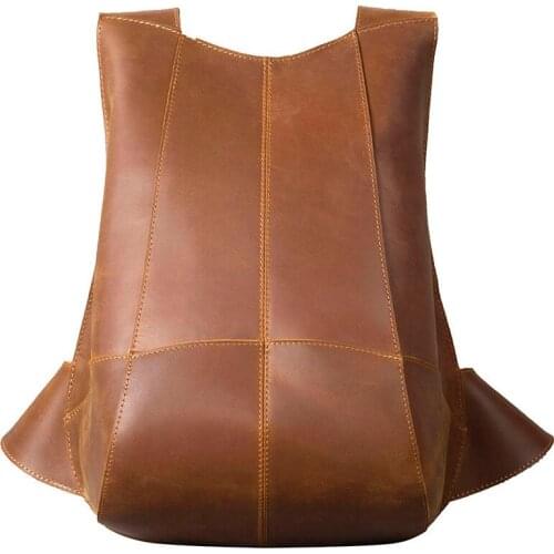 Men Backpack Leather Beetle Bag Male Schoolbag Ipad Backpack First Layer Cowhide Retro Original Personality Crazy Horse Leather