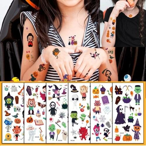Halloween children tattoo stickers waterproof cute pumpkin funny cartoon temporary tattoo stickers Decor Halloween Party decor