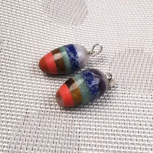 Natural Stone Pendulum Divination Pendant Small Gyro Egg Shaped Yoga 7 Chakra Healing Beads for Jewelry DIY necklace accessories