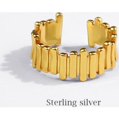 Sole Memory Creative Irregular Cute Bark 925 Sterling Silver Female Resizable Opening Rings SRI756