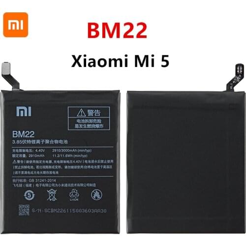 Xiao mi 100% Orginal BM22 3000mAh Battery For Xiaomi Mi 5 Mi5 M5 BM22 High Quality Phone Replacement Batteries
