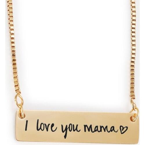 Square Letter Pendant Stainless Steel Necklace For Mama Gold Plated Cute Love Charm Punk Chain Fashion Jewelry Mom Mothers Gift