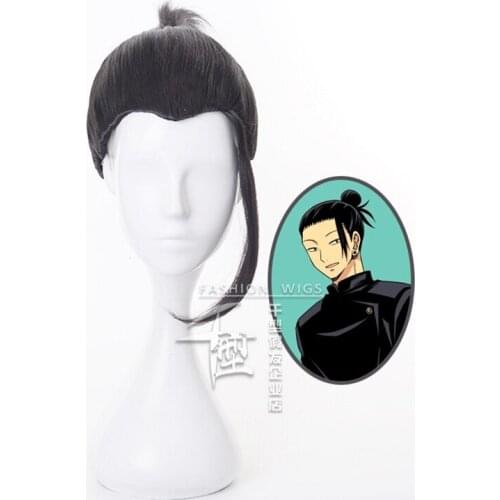 Anime Jujutsu Kaisen Geto Suguru Black Ponytail Cosplay Wig Synthetic Hair Hallween Christmas Party Wigs for Men Boys