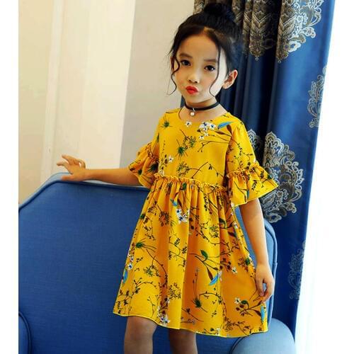 Little girls floral dress teenage girls clothing dresses summer 2020 baby girl clothes kids print dress size 3456 7 8 9 10 years