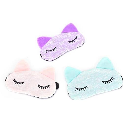 1pc Cartoon Relaxing Cat Design Eyeshade Sleeping Mask Black Mask Bandage On Eyes For Sleeping Travel Sleep Eye Cover