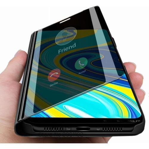 Redmi note 9s case smart mirror flip phone case for xiaomi redmi note 9s 9 pro max note9 s magnetic stand book cover coque etui