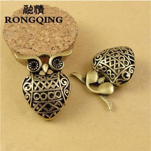 RONGQING 10pcs/lot 37*31*14MM Hollow owl animal antique alloy charm pendant Charms fit Bracelets & Necklaces DIY Jewelry