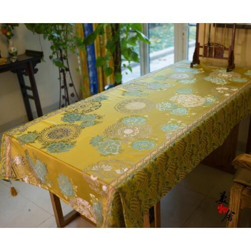 Table Cloth New Blue Peony Luxury Embroidery Wedding Room Sofa Home Hotel Bedding Villa Decoration Cushion Dresser Runner Cover