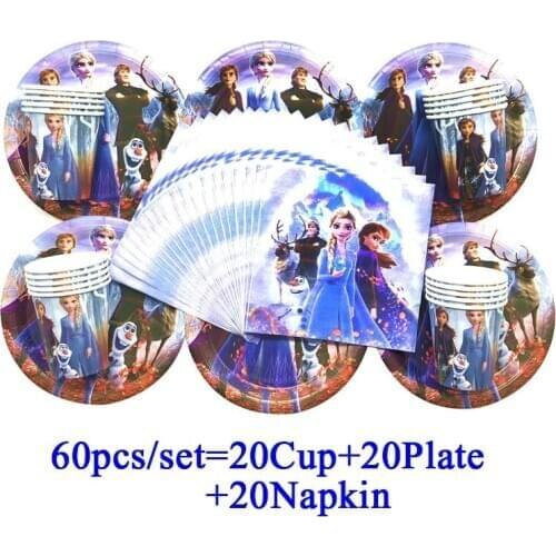 Frozen 2 Theme Party Decorations Plates Cups Napkins Tableware Baby Shower Birthday Party Decorations For Kids Party Supplies