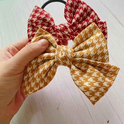 2021 Women Fashion Houndstooth Bow Hairclip And Hair Rope Elegant Hairpin Hair Bows For Girls Elastic Hair Rubber Band Hair Clip