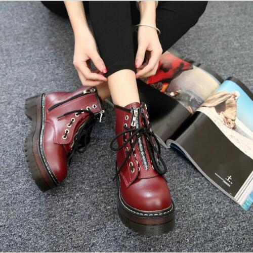 Winter autumn Punk women Motorcycle 2019 boots fashion high top zipper thick bottom ladies boots feminina Ankle boots LG-13