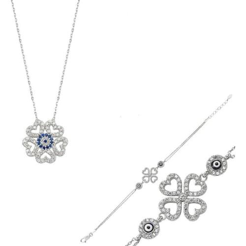 Sterling silver Heart Clover Lady Set