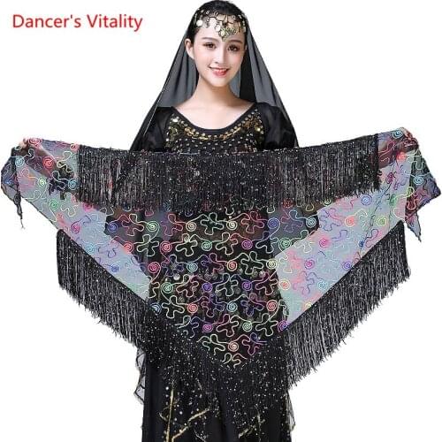 Triangle Belly Dance Hip Scarf Women Latin Dance Performance Wear Hip Scarf Tassel Party Shawl Halloween Costumes Belt