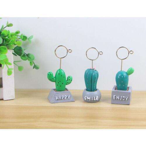1pcs 50886 Qingweifang Stationery Wholesale TR-BD29666 Cactus Resin Message Holder Business Card Holder
