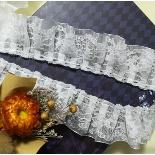 1Yard 91cm Embroidery Pleated Lace Fabric Ribbon White Black Lace Trim 4cm Sewing Guipure Pink Laces Craft Material encaje K17