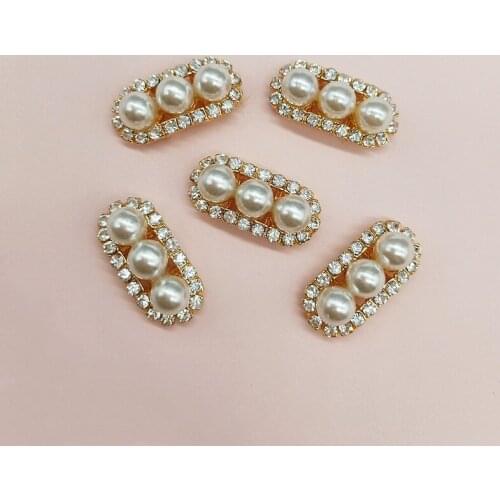 10 PCS 14x29.5mm Metal Alloy KC Gold Crystal Rhinestone Imitation Pearl Accessories DIY Jewelry Findings