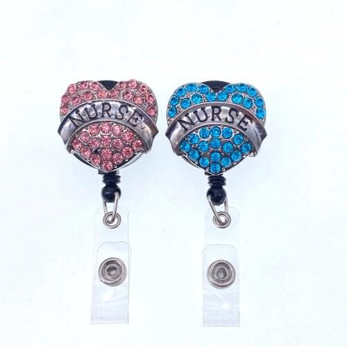 10pcs/lot Rhinestone Retractable ID Badge Holder/Badge Reel