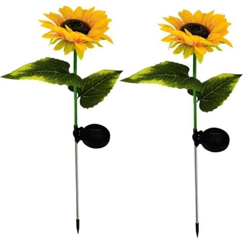 Solar Powered Sunflower Lights 2 Pack Solar Garden Stake Lights for Garden Patio Lawn Yard Porch Walkway Decoration