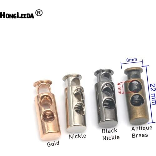 30pcs/lot round metal alloy stoppers 2 hole toggle cord locks Drawstring lock 4mm nickle/black/bronze/gold STP-013