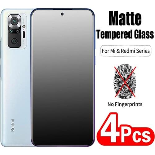 9D 4Pcs Matte Tempered Glass for Redmi Note 10 9 8 7 Pro Frosted Screen Protectors For Redmi note 9S 9T 9A 9C 8A note10 9 8 Pro
