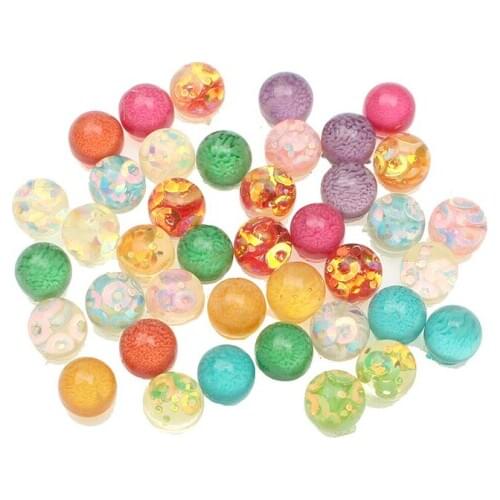 50Pcs 10x9mm Round Mixed Resin Flower Decoration Crafts Flatback Cabochon Beads Embellishments For Scrapbooking DIY Accessories