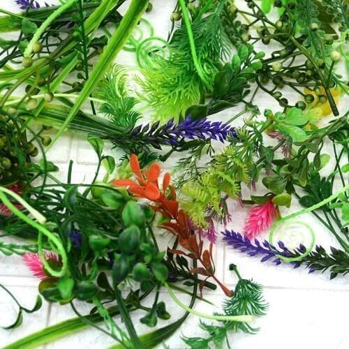 Randomly Artificial grass leaves water plants 50pcs