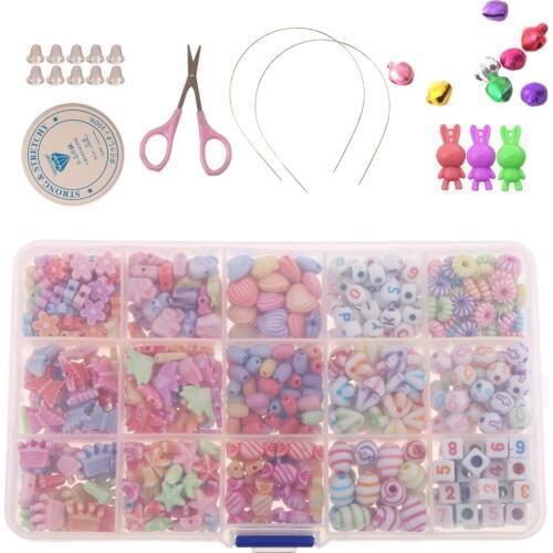 500 Pieces Acrylic Beads Kits Set for Girls Kids Jewelry Making Craft DIY Necklaces Bracelets