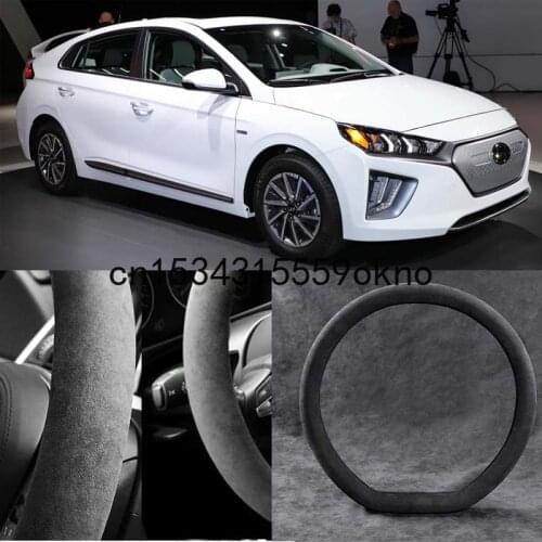 Car Steering Wheel Cover For Hyundai IONIQ Black Alcantara Suede Car Accessories