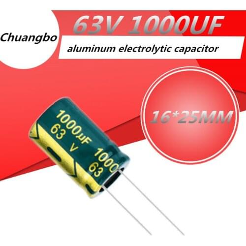 5pcs/lot Higt quality 63V 1000UF 16*25MM 10*20MM aluminum electrolytic capacitor 63V 1000UF 16*25MM