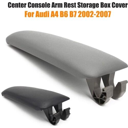 Car Armrest Latch Cover For Audi A4 B6 B7 2002-2007 Center Console Arm Rest Storage Box Lid Cover Auto Accessories PU Leather
