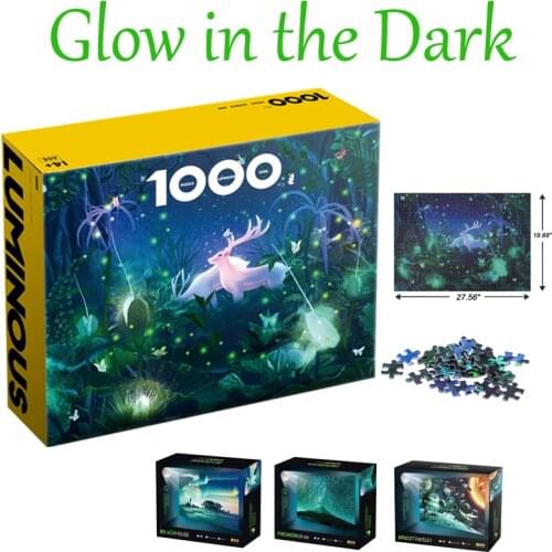 Luminous Puzzle 1000 Pieces Antistress Paper Jigsaw Puzzles Board Games for Adult&Kid Educational Children Toys Best Gift Box