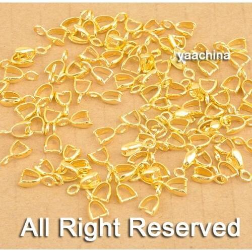 Fast Shipping 100PCS Wholesale 18K Yellow Gold Filled Jewelry Findings Bail Connector GF Bale Pinch Bail Pendant Linker