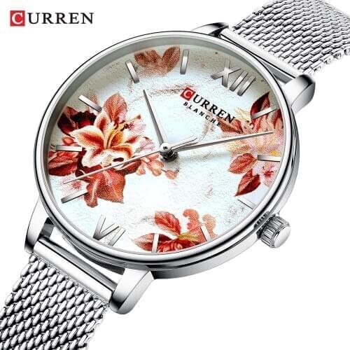 CURREN Women Watches Top Luxury Brand Lady Fashion Casual Simple Steel Mesh Strap Wristwatch Gift for Girls Relogio Feminino