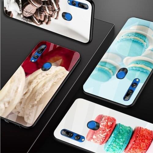 Dessert ice cream Macaron Food Tempered Glass Phone Case For Huawei honor 8X 9 10i 20i 20Lite 20Pro 30 Pro Cover Shell
