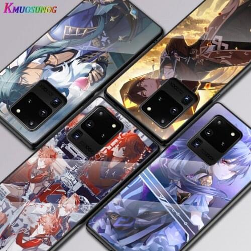 Anime Genshin Darbe For Samsung Galaxy S20 FE S10e S10 S9 S8 Ultra Plus Lite Plus 5G Tempered Glass Cover Phone Case