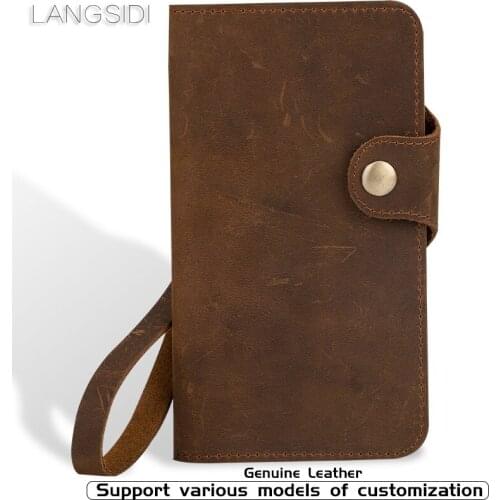 Genuine Leather flip Wallets Case For Samsung Galaxy s21 ultra s20 A7 2018 s10 plus note 20 pro buckle soft silicone phone cover