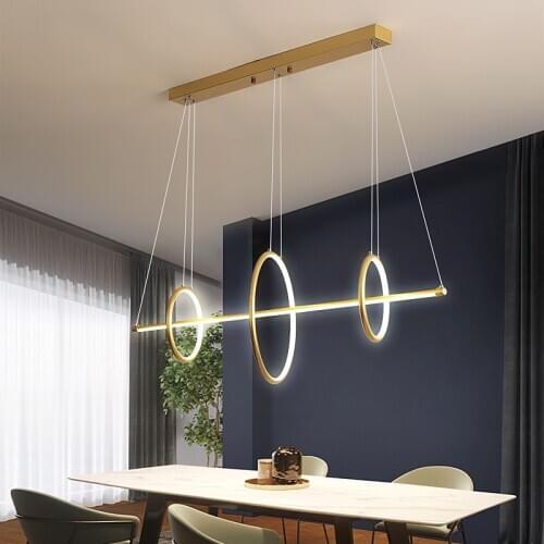 Black or Gold Nordic LED Chandelier Light Acrylic Round Ring Long Lighting Hanging Lamp For Restaurant Bedroom Art Pendant Lamps