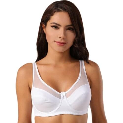 Women Bra Breathable Smooth Bralettes Underwire Bra Plus Size Big Breast Push Up Underwear Translucent Full Cup Everyday Bra