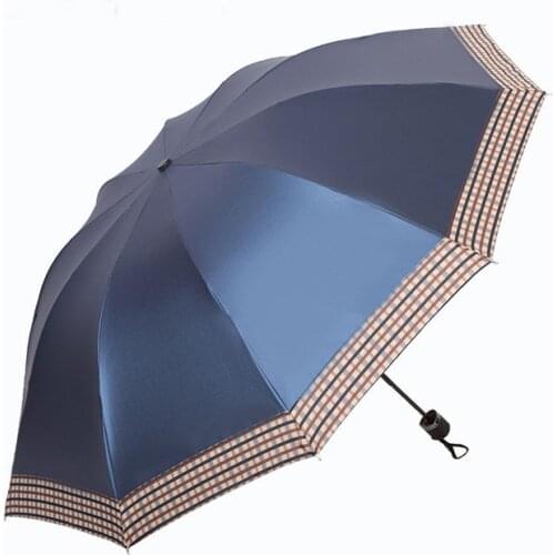Big Size Double Layer Windproof Womens Umbrella Female Male Ten Bone Three Folding Mens Umbrella Large Rain Business Parasol