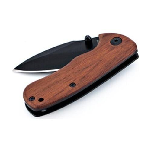 Hot Sales Mini Pocket Folding Hunting Knife Tactical Survival Knives 440C Blade Steel Red Wood Handle Outdoor Multi Tools
